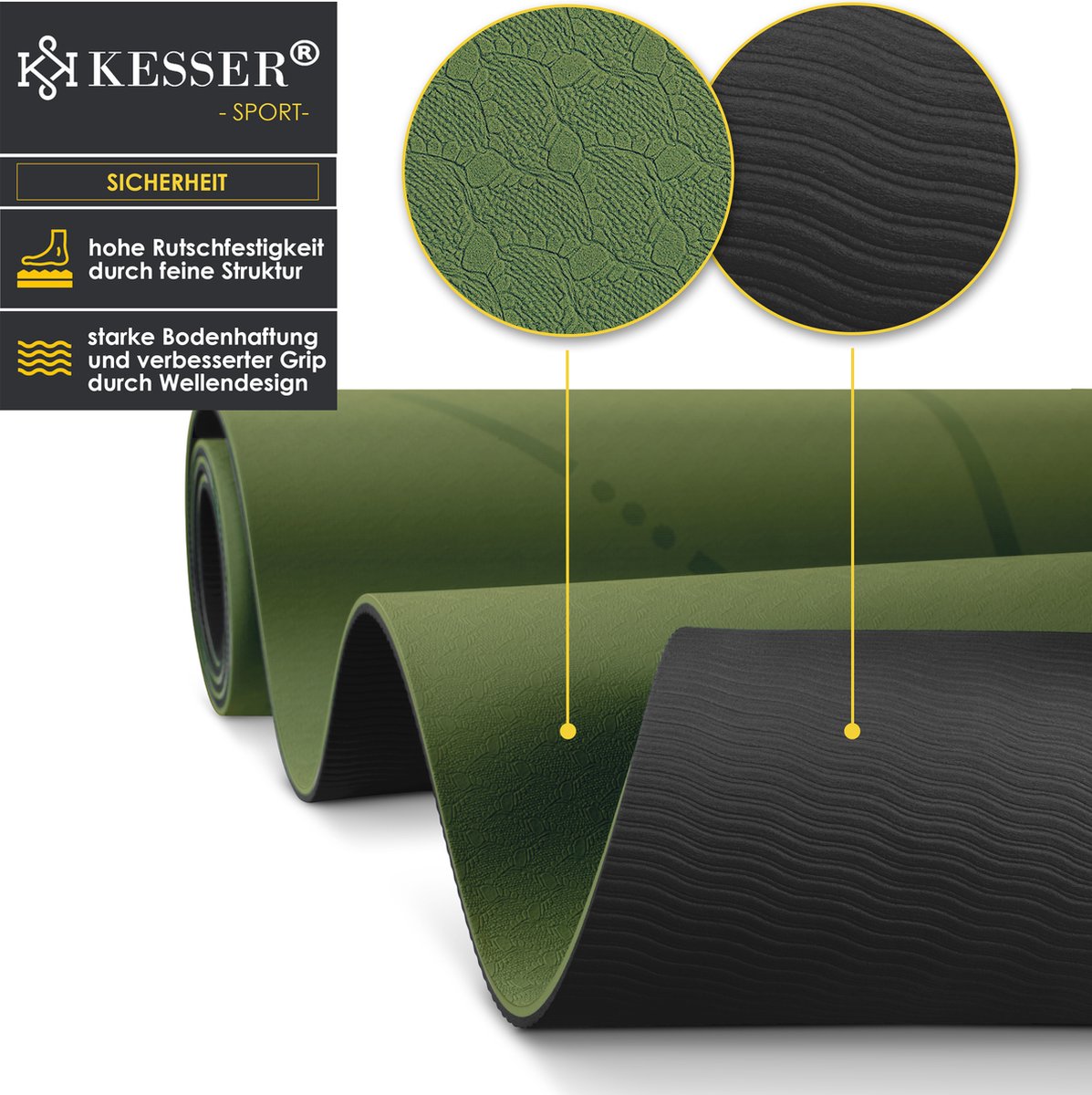 Yoga mat - Fitness mat - Sport mat - Anti slip - Extra dik - Groen