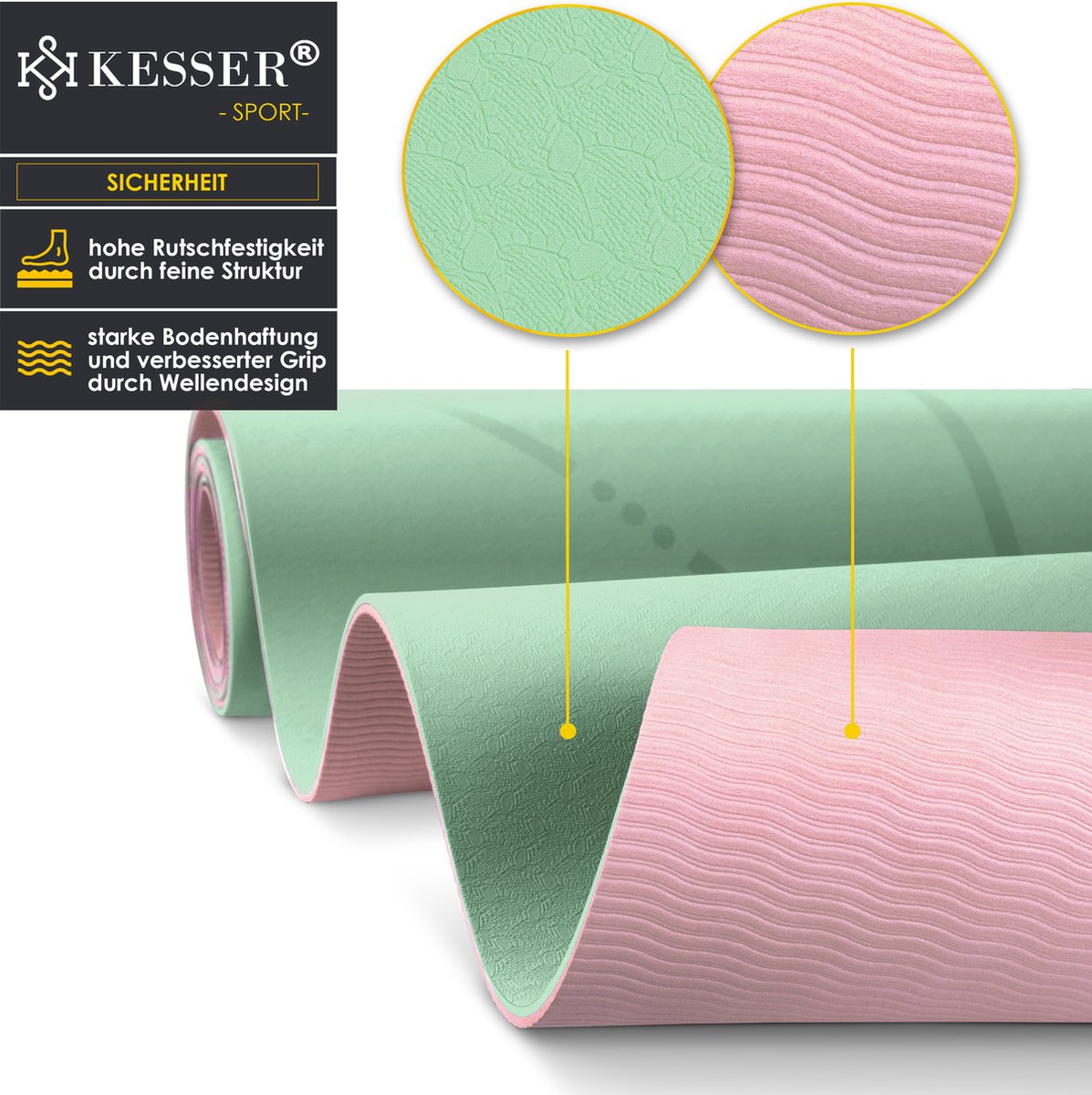 Yoga mat - Fitness mat - Sport mat - Anti slip - Extra dik - Groen