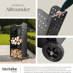 Houtopslag - Brandhoutrek - Houtberging - Zwart - Tectake®