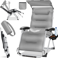 Tuinstoel - Ligstoel - Verstelbaar - Opvouwbaar - Grijs - KESSER®