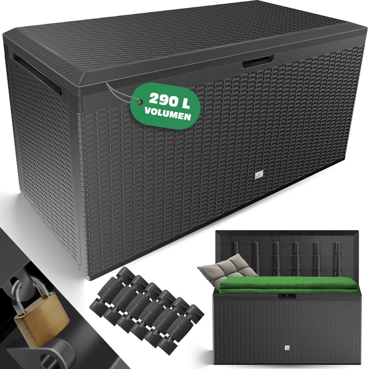 KESSER® Opbergbox 290L - Inklapbaare - Tuinkist - Antraciet •