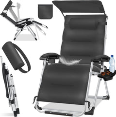 Tuinstoel - Ligstoel - Verstelbaar - Opvouwbaar - Antraciet - KESSER®