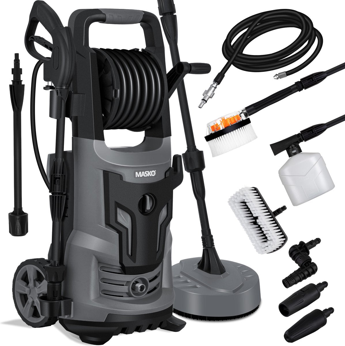 MASKO® Hogedrukreiniger - 2200W - 165 bar - 450 l/h - Grijs