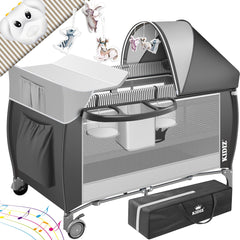KIDIZ® 3in1 Babybedje - Campingbedje - Ledikant  - Grijs