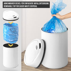 Jago- Vuilnisbak / Afvalbak met sensor - 50L - RVS - waterdicht met klemring - automatische prullenbak - Wit