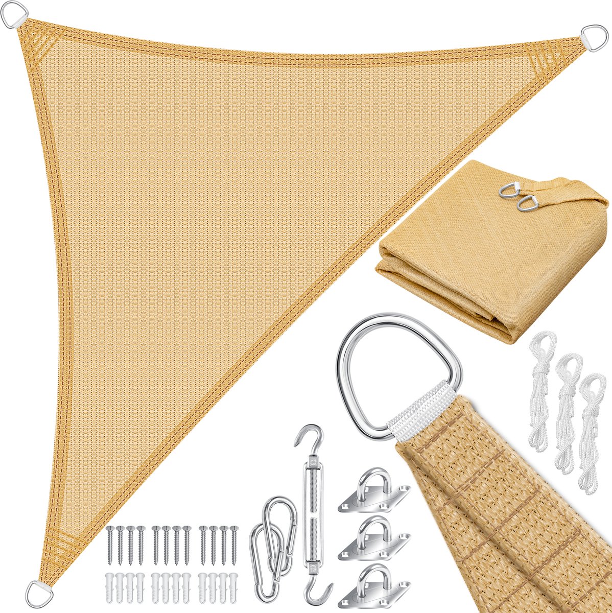 KESSER® Schaduwdoek 4,2x4,2x6m - Zonnezeil - Waterafstotend - Zand