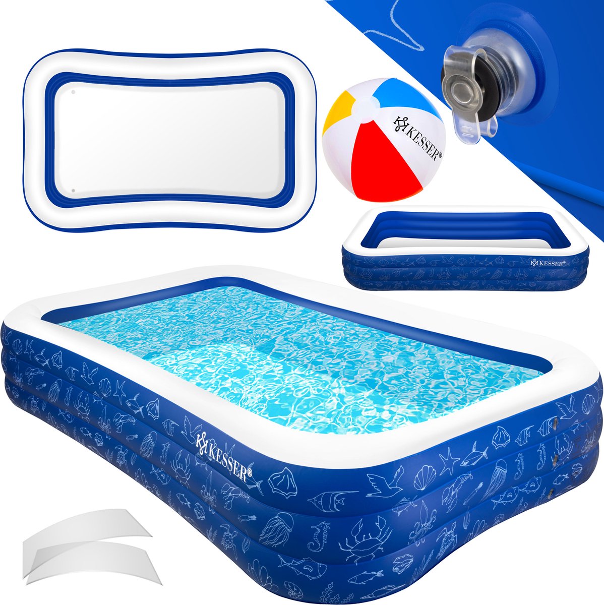 KESSER® Opblaasbaar zwembad - 305x183x56cm - 1180L - Blauw