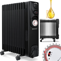 Olieradiator - 2500W Heater - Elektrische kachel - met Thermostaat - Zwart - KESSER®
