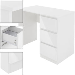 Bureau met lades - Bureautafel - Computertafel - 90x76x50 cm - Wit - ML-Design