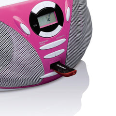 Lenco SCD-300PK - Radio CD speler met AUX-aansluiting - Roze •