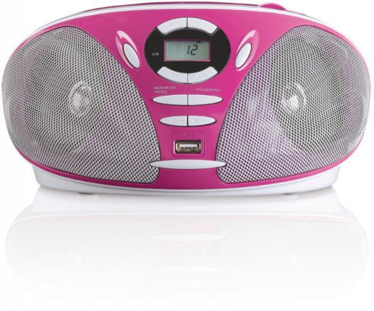 Lenco SCD-300PK - Radio CD speler met AUX-aansluiting - Roze •