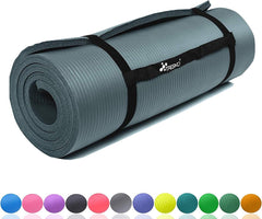 Yogamat - Fitness mat - Sportmat - Yoga mat extra dik - 185x60 cm - Grijs - TRESKO