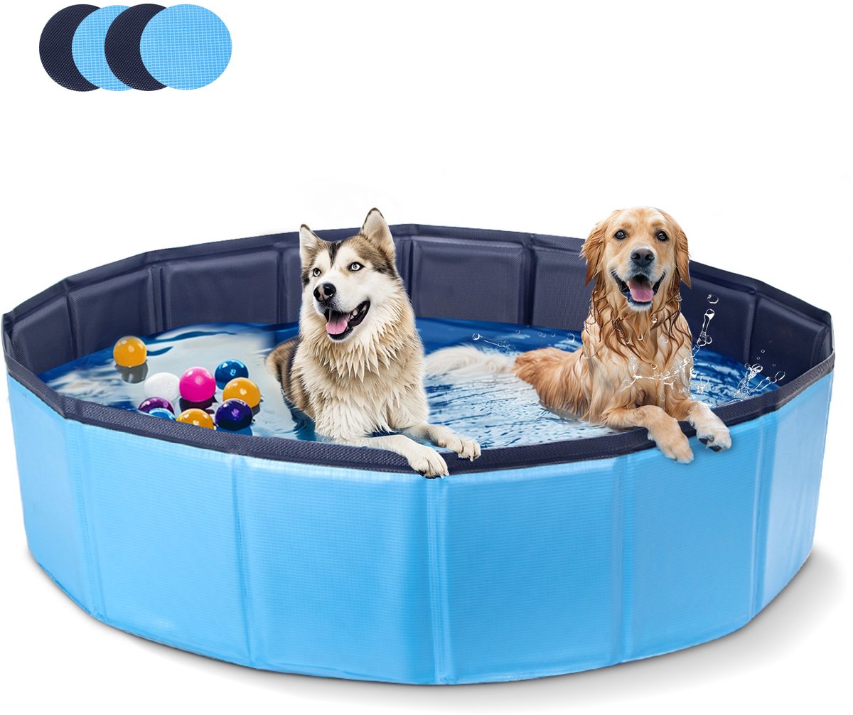 Nobleza Zwembad Hond - hondenzwembad - Ø180x30cm - opvouwbaar Dierenzwembad - Honden Speelgoed - Verkoeling Voor Huisdieren - Blauw