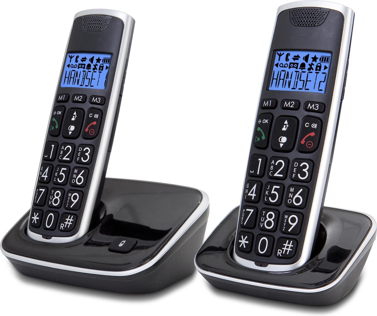 Profoon PDX-2728 Big Button DECT Telefoon, 2 stuks - groot verlicht display en groot toetsenbord •
