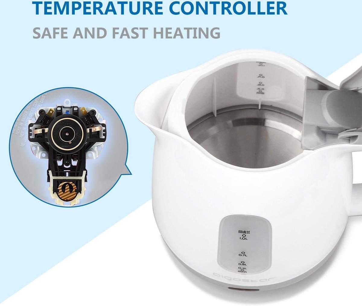 Waterkoker - Elektrish - 1L - 1100W - Wit •