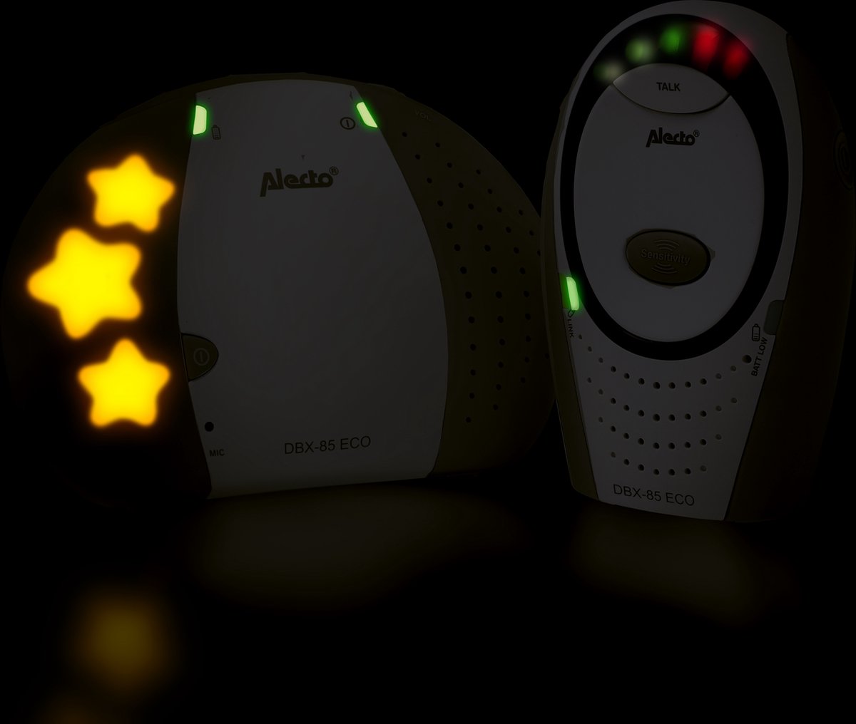 Alecto DBX-85 LIMITED - Full Eco DECT Babyfoon - Wit/Antraciet