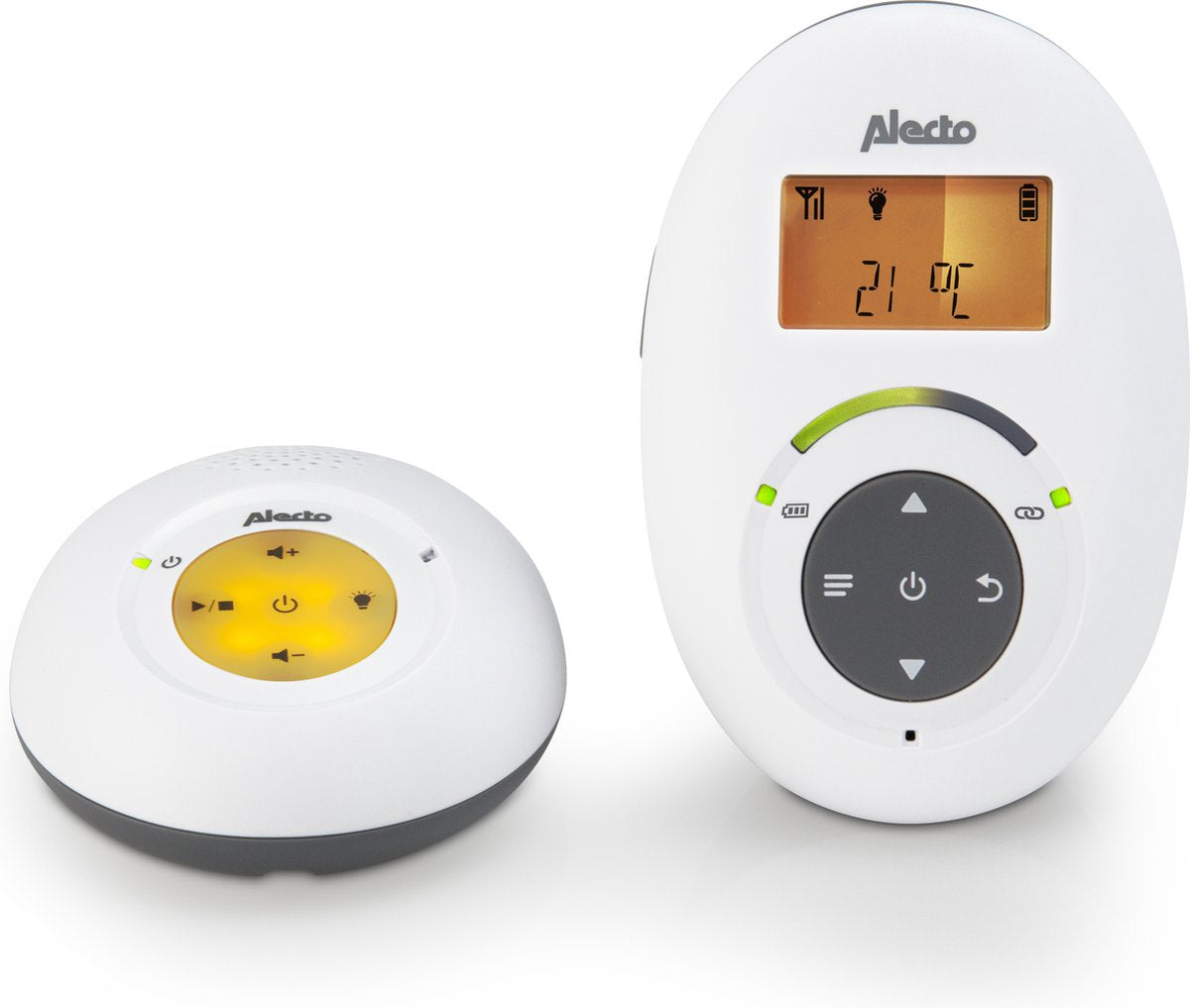 Alecto DBX-125 - Full Eco DECT Babyfoon met Display - Wit/Antraciet