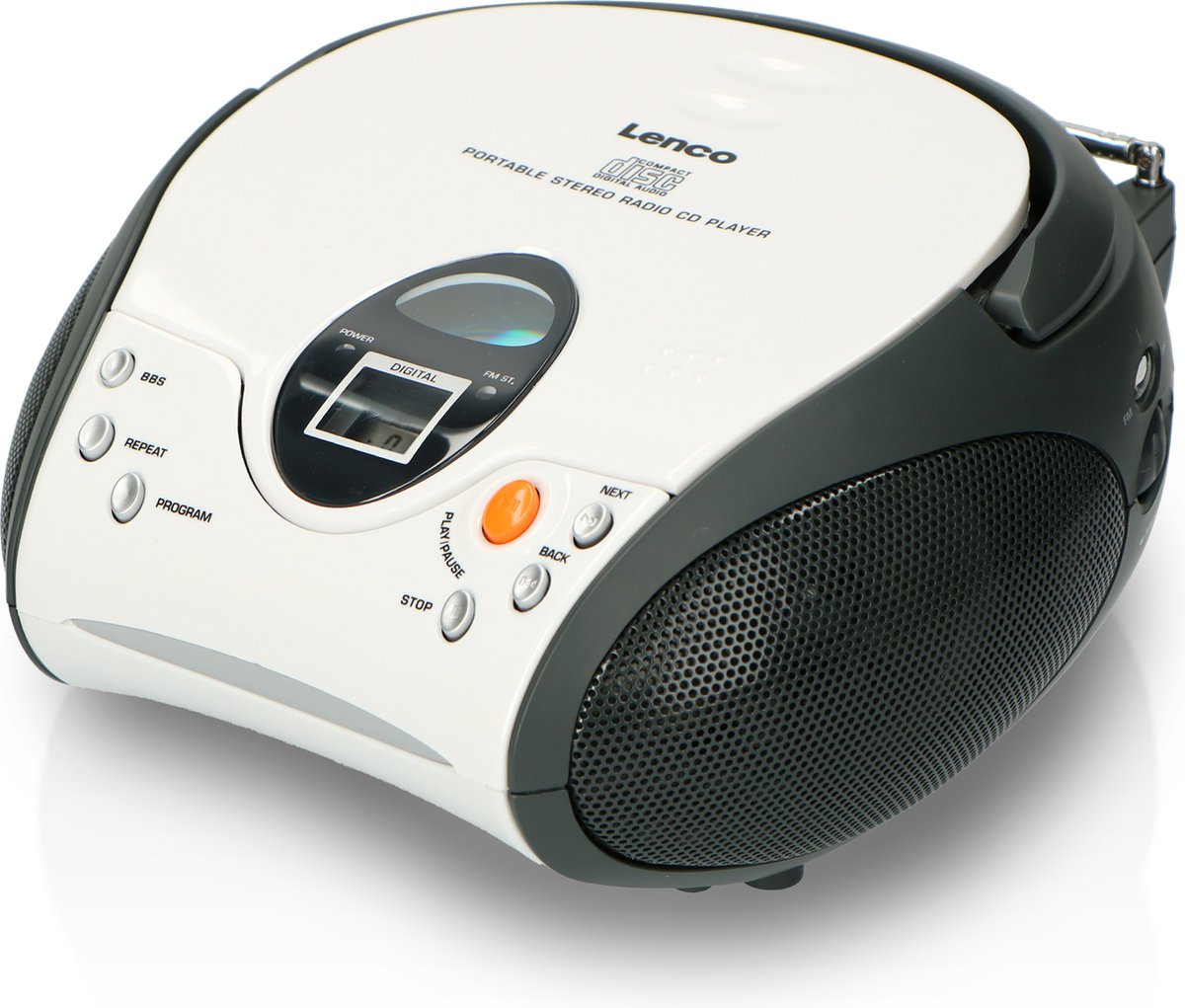 Lenco SCD-24 - Draagbare radio CD speler met AUX-uitgang - Wit •