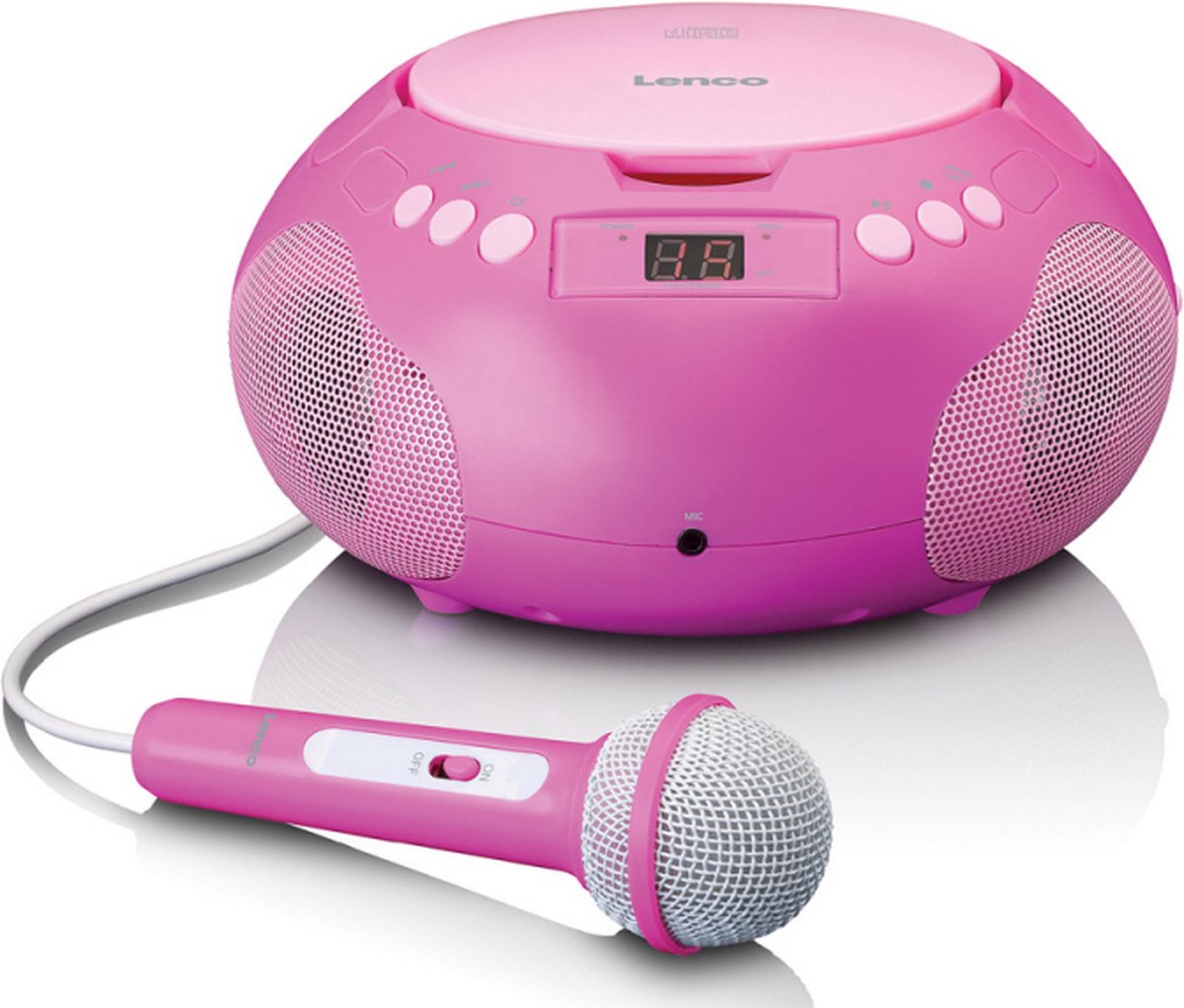 Lenco SCD-620PK - Draagbare radio/ CD player met microfoon - Roze •