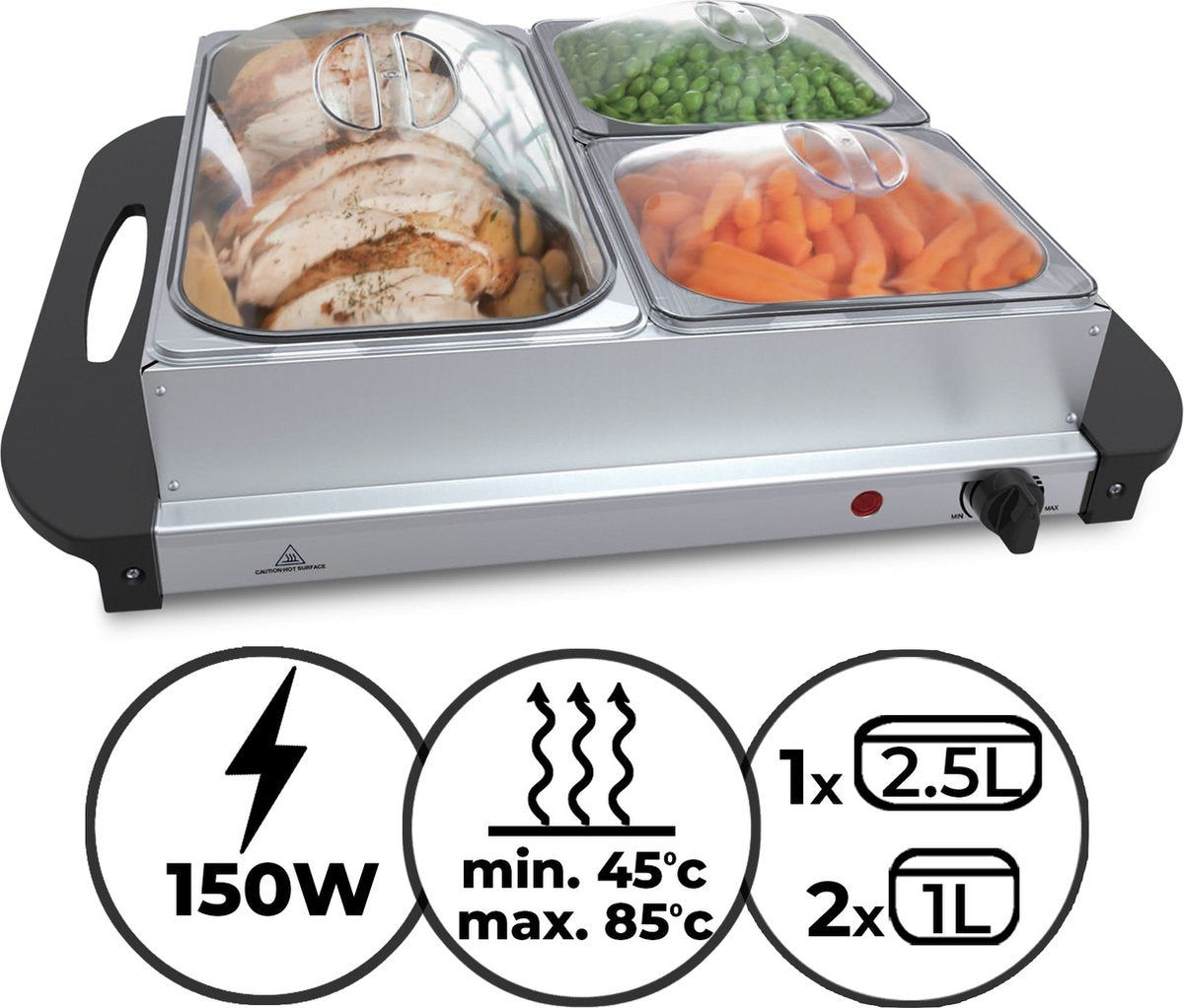Warmhoudplaat - Buffetwarmer - Chafing Dish - Zilver - Jago