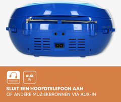 Lenco SCD-650BU - Draagbare radio CD speler met karaokemicrofoon en LED - Blauw •
