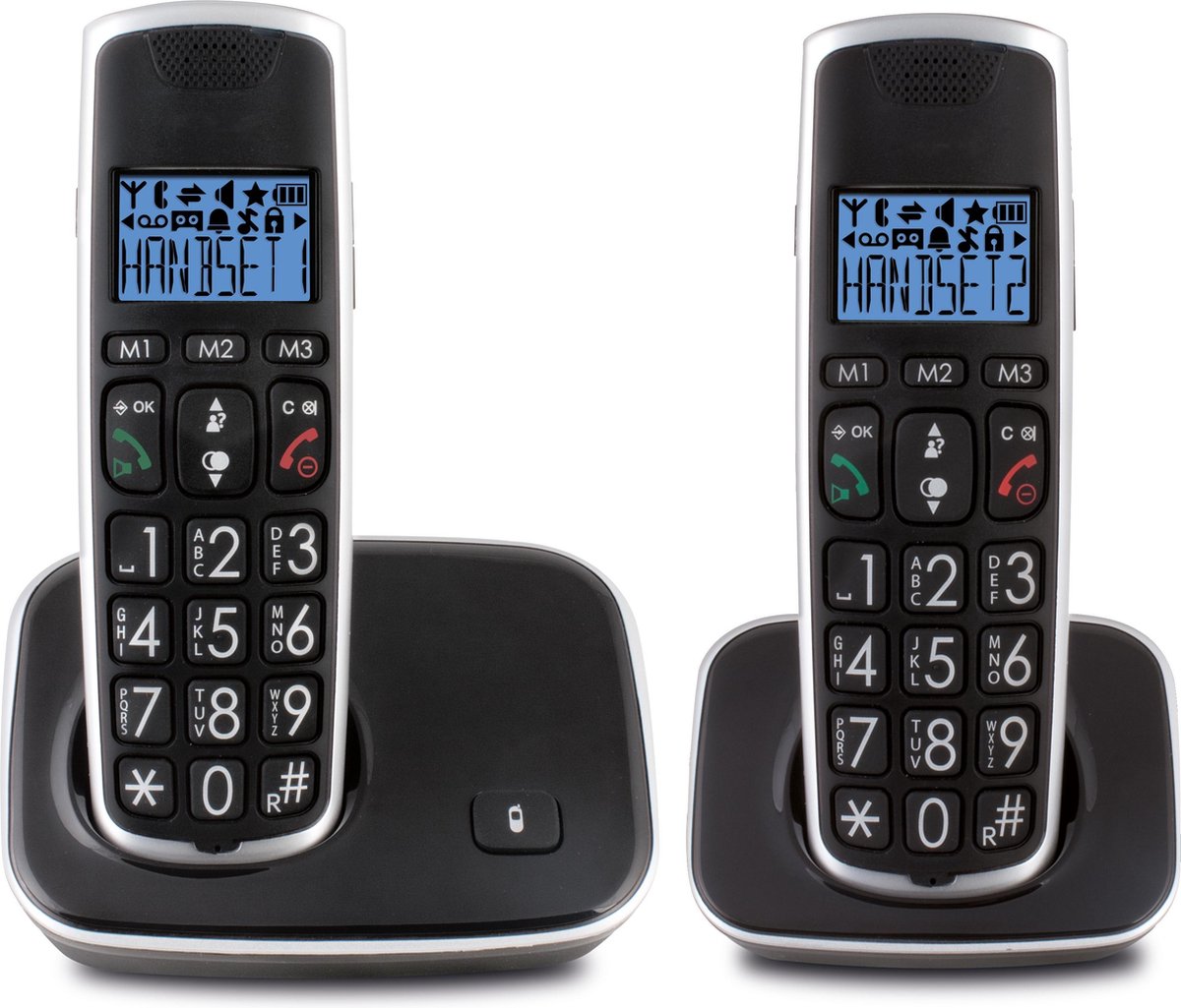 Profoon PDX-2728 Big Button DECT Telefoon, 2 stuks - groot verlicht display en groot toetsenbord •