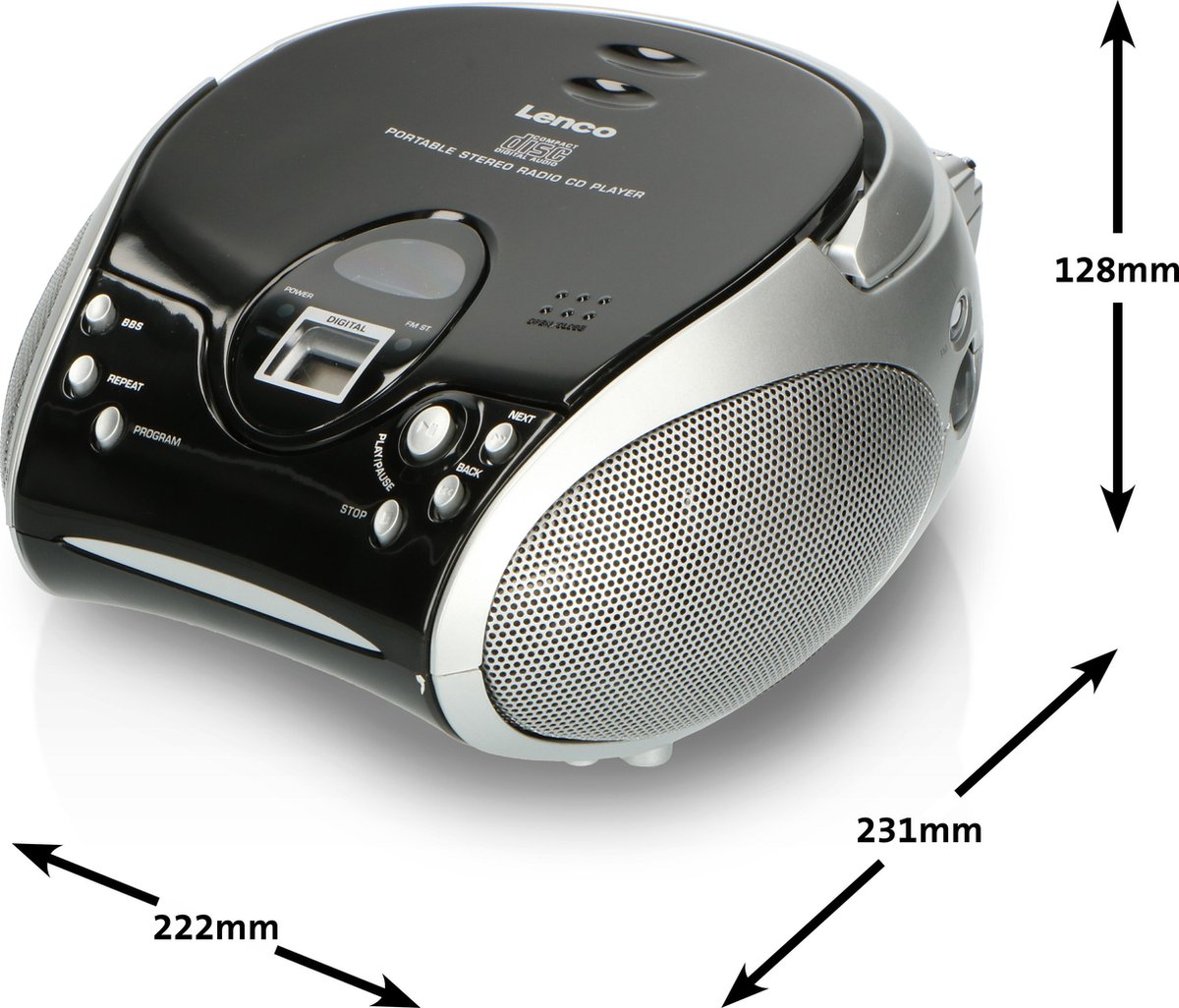 Lenco SCD-27BK - Draagbare FM Radio CD Speler met AUX - Zwart