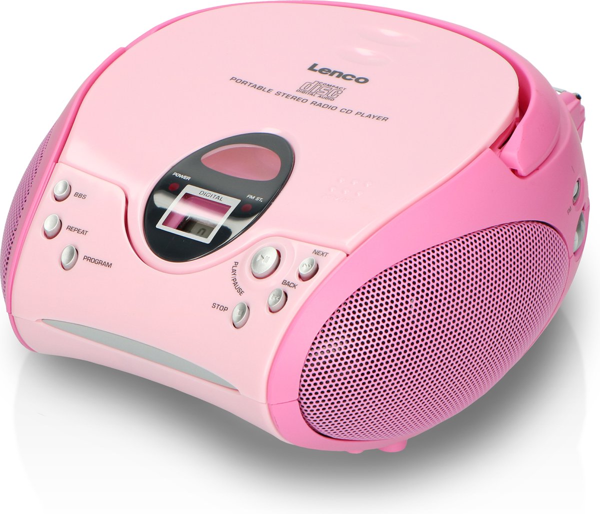 Lenco SCD-24 - Draagbare radio CD speler met AUX-uitgang - Roze •