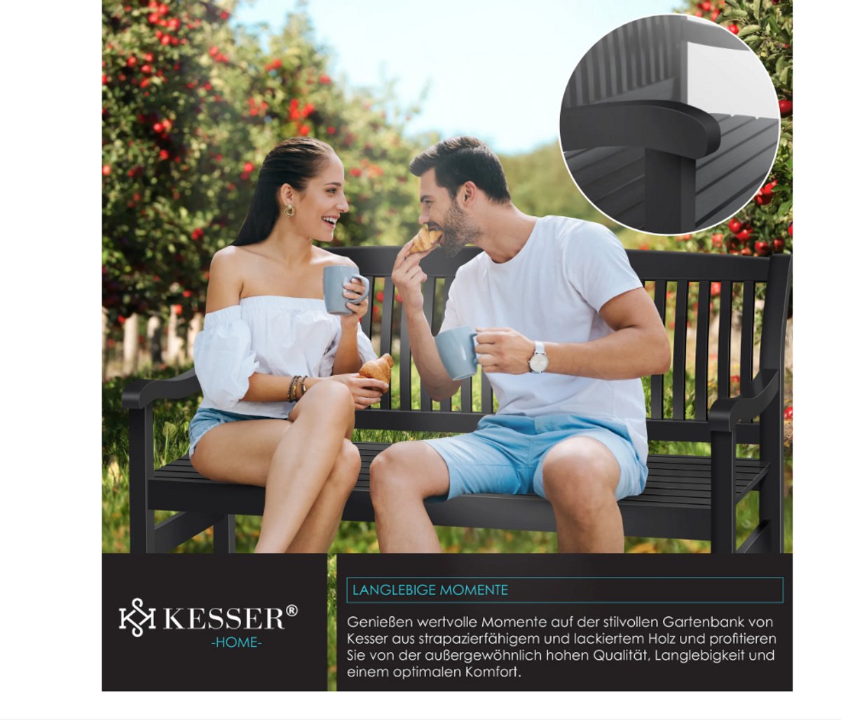 KESSER® Tuinbank weerbestendig - 3-4 Personen - Donkergrijs