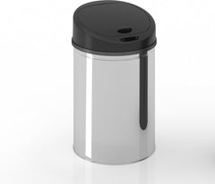 Vuilnisbak / Afvalbak met sensor - 40L - RVS - waterproof - rond met klemring - Zilver