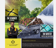 KESSER® Aanhangernet met spankabel - 1,5x2,7m - Zwart