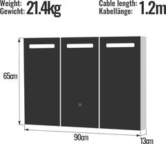 Badkamerspiegel met verlichting - Spiegelkast - 90x65 cm - Aquamarin