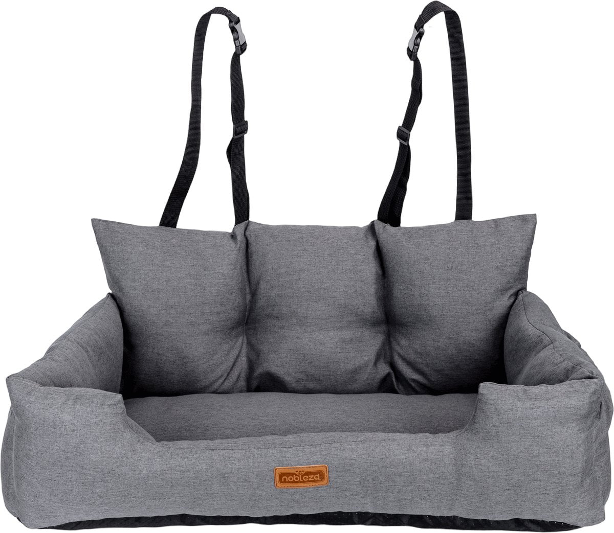 Nobleza Hondenautostoel 2 Zits - Hondenmand Auto - Autostoel Hond - 92 x 50 x 40 cm - Grijs