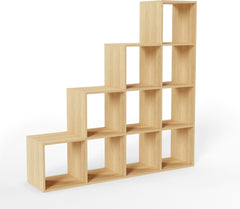 Miadomodo Vakkenkast - Kubus Kast - Boekenkast - Trapsgewijs - 10 Vakken - MDF - Hout