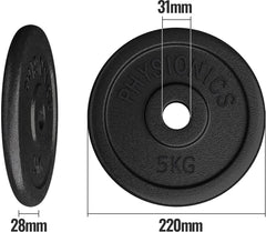 Halterschijven - Halter gewichten - 30 mm - 2x5 kg - Gietijzer - Physionics®