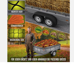 KESSER® Aanhangernet met spankabel - 1,5x2,7m - Zwart