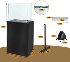 Rechthoekige bio-ethanolhaard, vrijstaande bio-ethanolhaard, terrashaard met regelbare vlam, voor buiten en binnen, zonder V-vormige klemhaken
