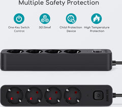 Stekkerdoos - Verlengsnoer - Verlengkabel - 5M - Zwart - Aigostar