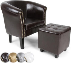 Fauteuil met armleuning - Met Hocker - Relaxstoel -  Zwart - MIADOMODO