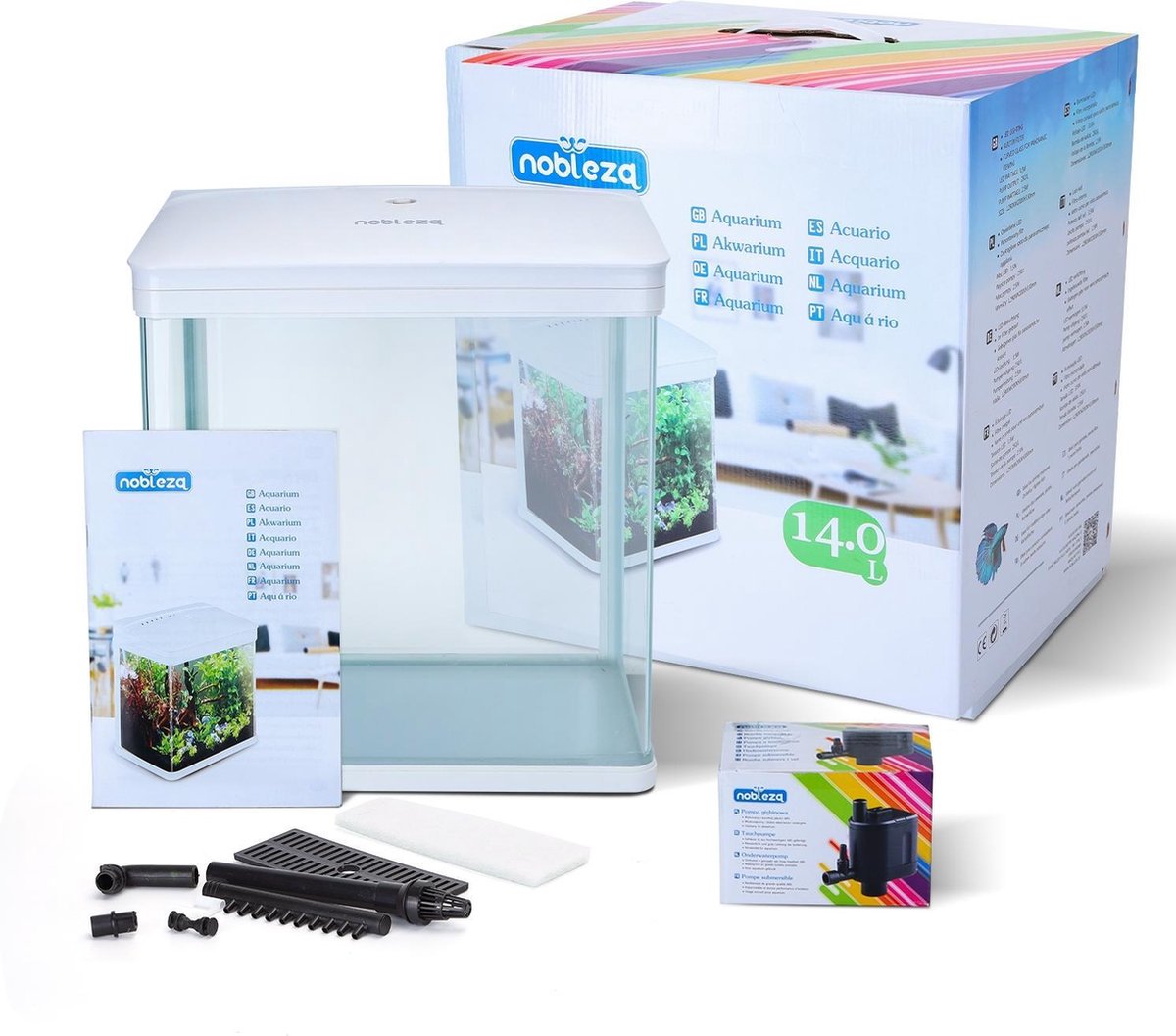 Aquarium Kit - 29x20x33 cm - 14L - Wit - Nobleza