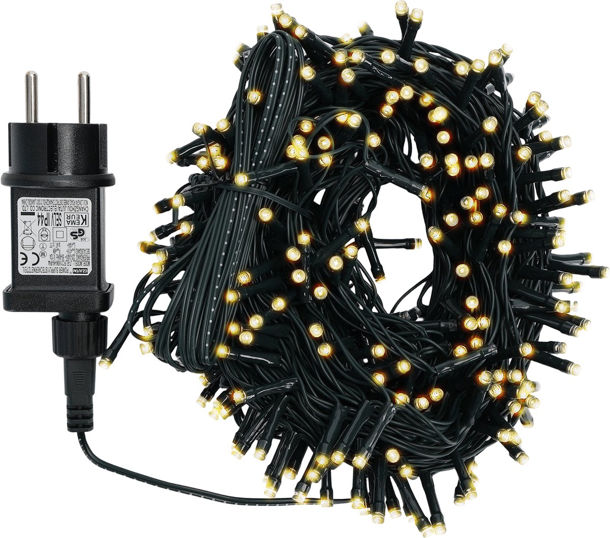 Aigostar 101PQ - Kerstverlichting - 300 led lampjes - 15 meter - IP44 - lichtsnoer - Kerstversiering - warm wit - voor binnen & buiten