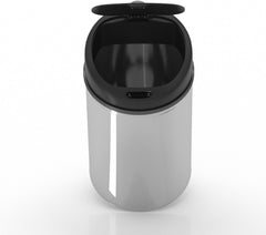 Vuilnisbak / Afvalbak met sensor - 30L - RVS - waterproof - rond met klemring - Zilver