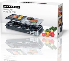 Melissa Gourmetstel 8 personen - Steengrill en Grillplaat - 1300W - 16300027 Raclette - Zwart •