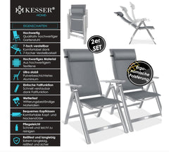 Tuinstoelen verstelbaar - Ligstoel - Set van 2 - Grijs - KESSER®