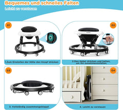 Loopstoel - Baby walker - Loopwagen - Opvouwbaar - Zwart