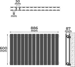 Badkamer radiator - Handdoekradiator - Verwarming Badkamer - 60x88.6x6,9 cm - Antraciet - Aquamarin