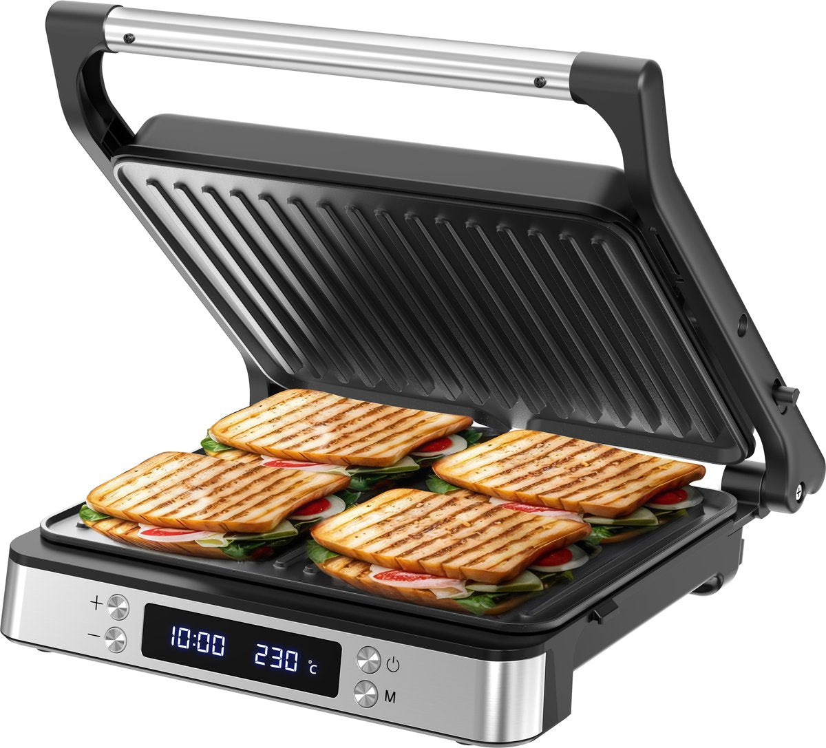 Contactgrill - Tosti apparaat - Tosti ijzer - Grill apparaat - 2000W - Zilver - Olvy •