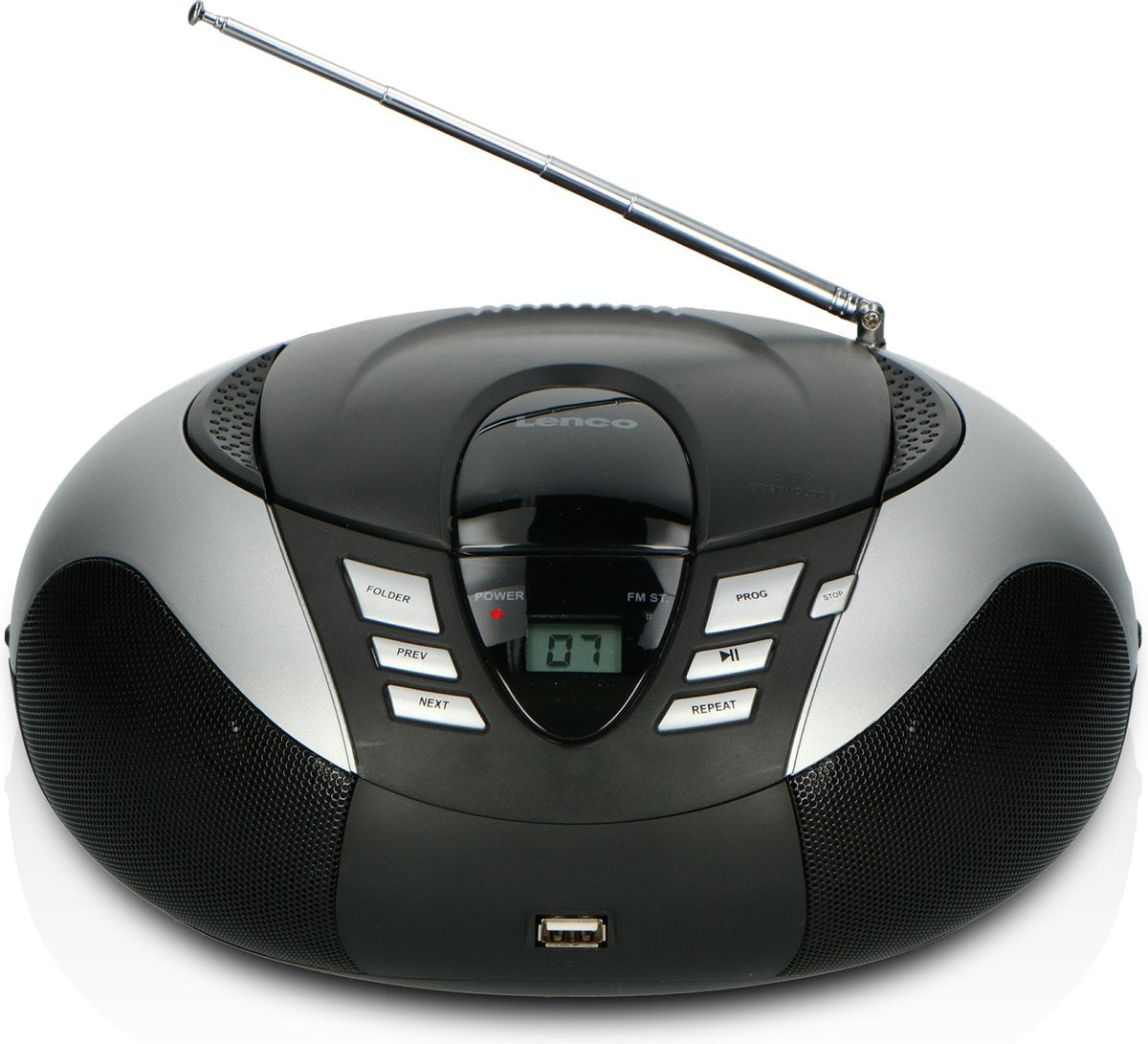 Lenco SCD-37 - Draagbare radio CD speler met MP3 optie en USB - Zilver •