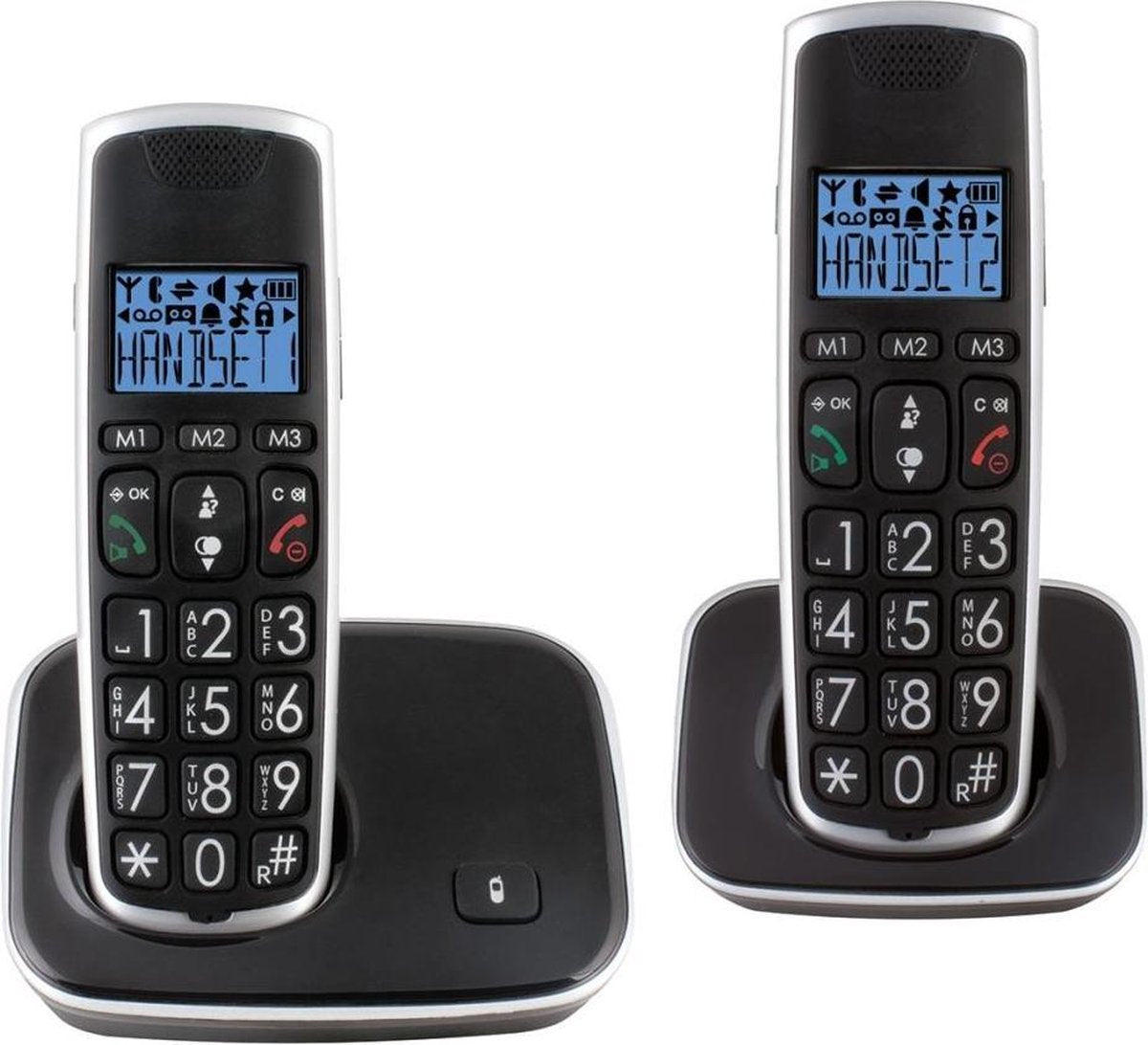 Profoon PDX-2728 Big Button DECT Telefoon, 2 stuks - groot verlicht display en groot toetsenbord •