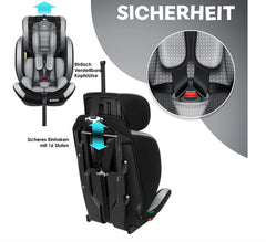 KIDIZ® Autostoeltje - 5-punts veiligheidsgordel - Grijs